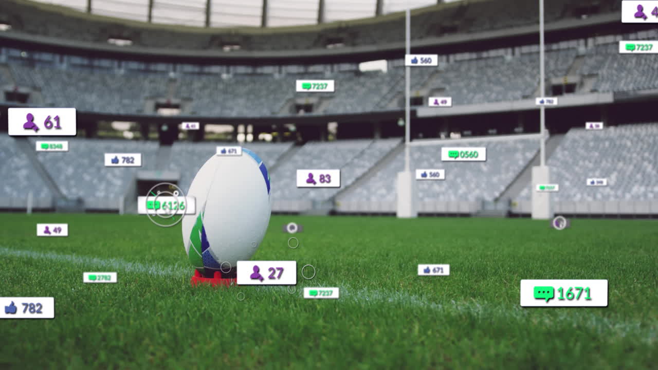 야구장에서 럭비 공을 통해 아이콘의 애니메이션과 데이터 처리