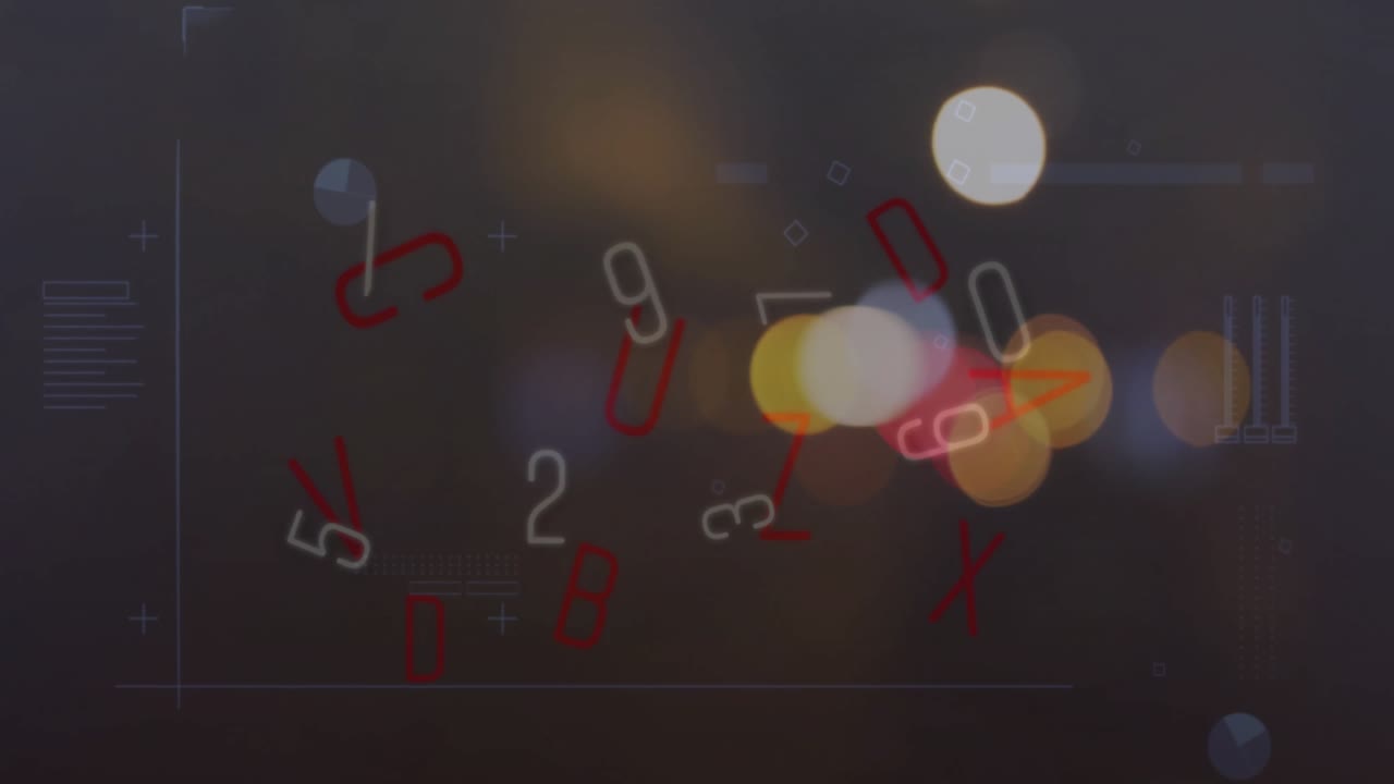 Animation of numbers and data processing over city