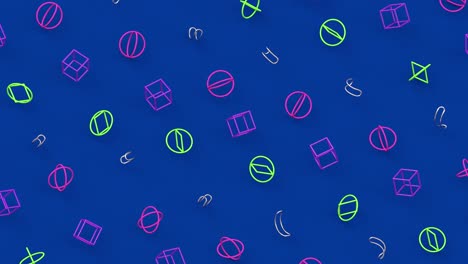 formas coloridas girando. fondo azul. animación abstracta, renderizado en 3d.