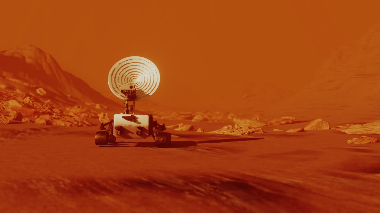Rover exploring mars red planet surface sent by NASA