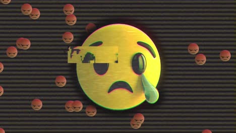 emoji de cara llorosa contra emoji de cara enojada cayendo en el fondo