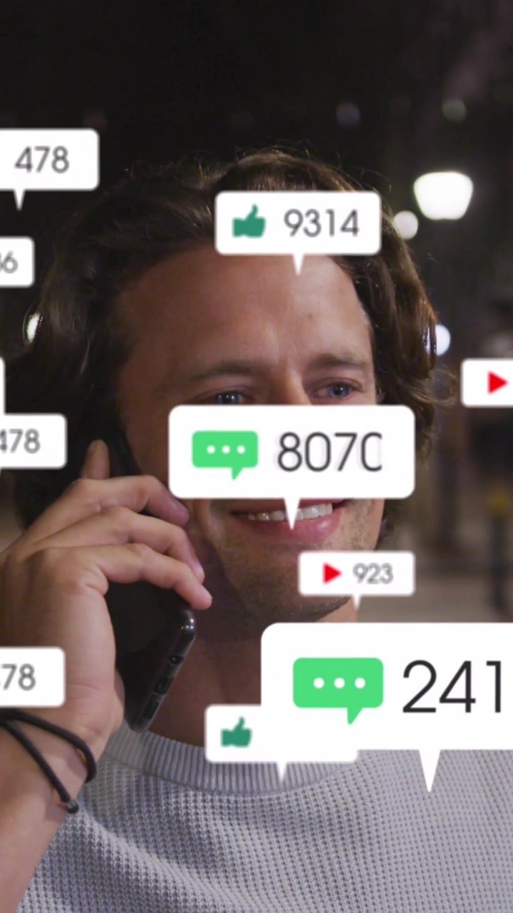 Concetto di social media con icone e numeri in crescita che evidenzia lo sviluppo del networking.