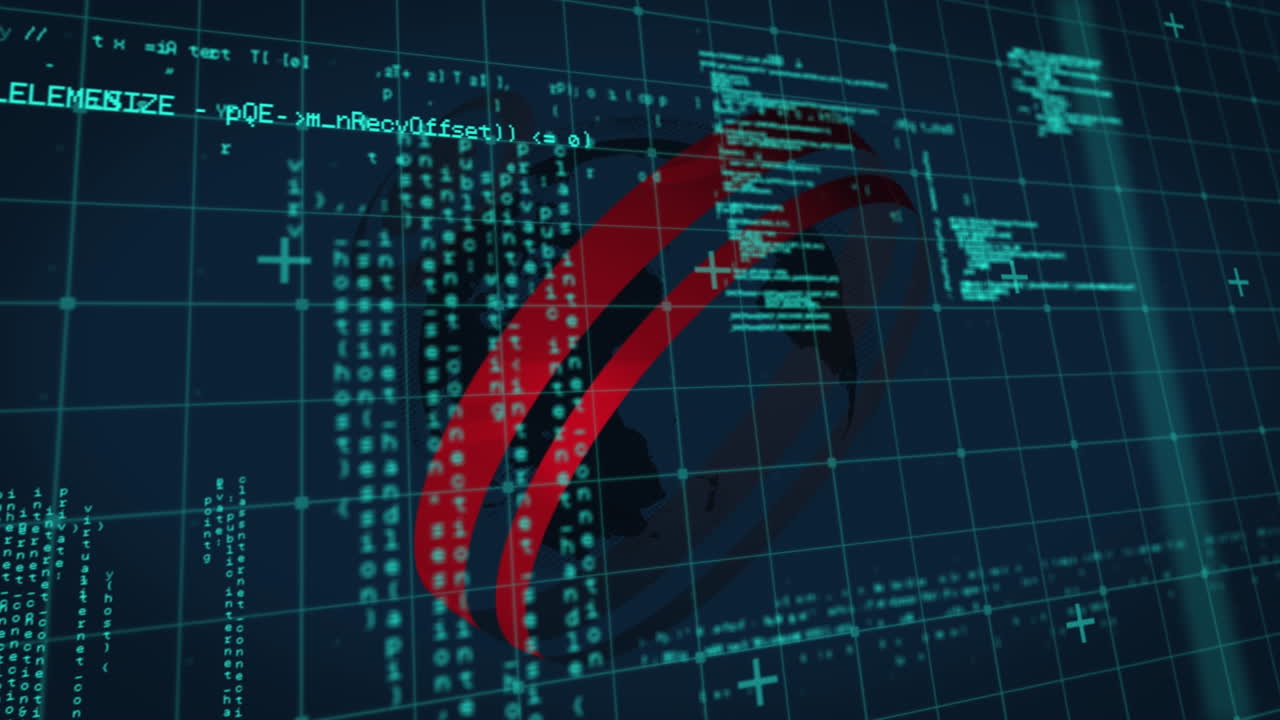 Animation of digital data processing over globe