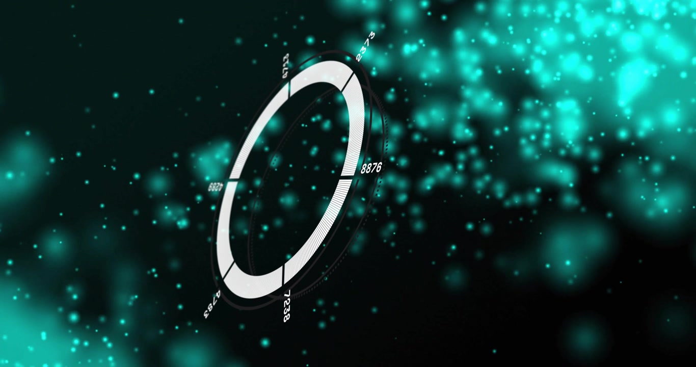 Broken ring emerging at center starting ring completing numeric labels orbiting representing data