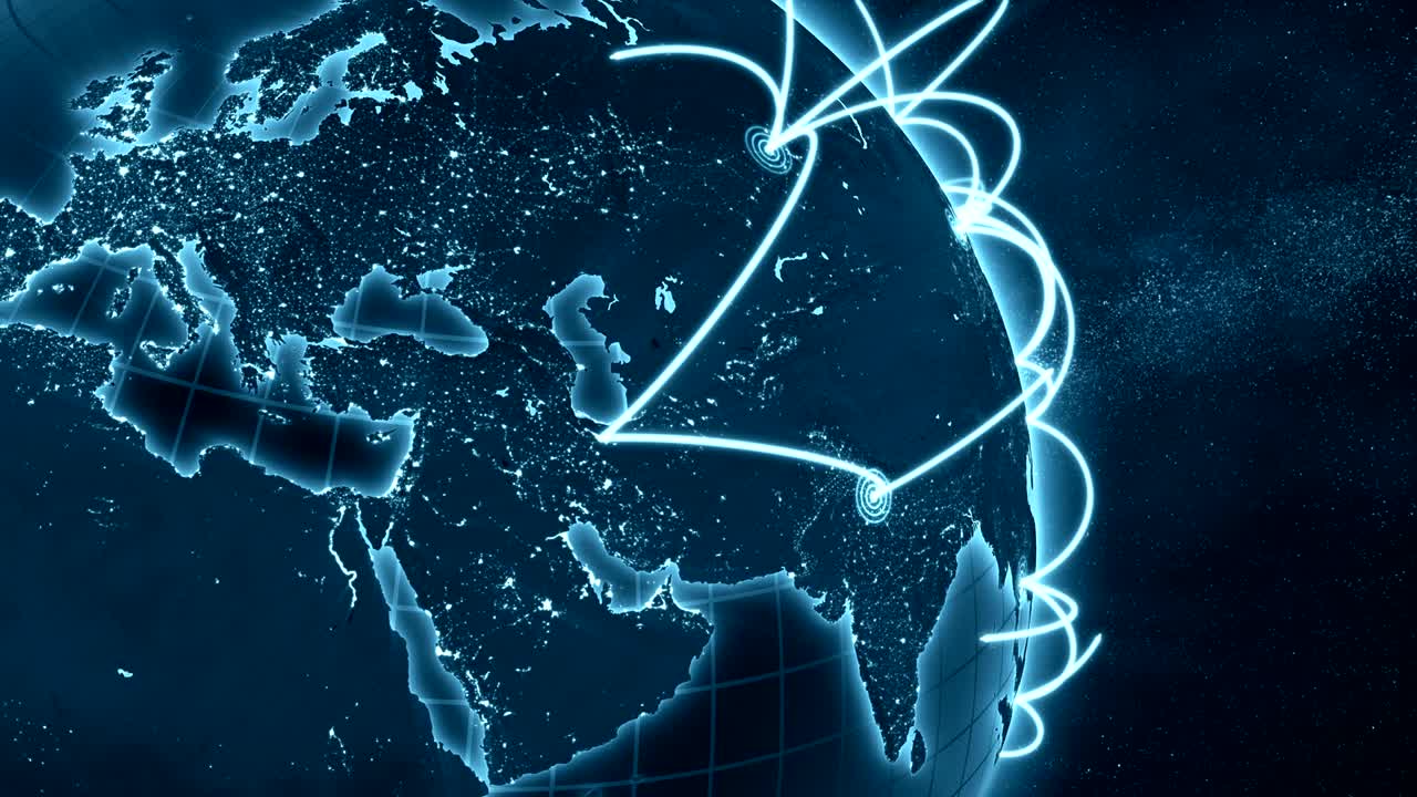 global network close-up loop - blue version - new and improved 4K version