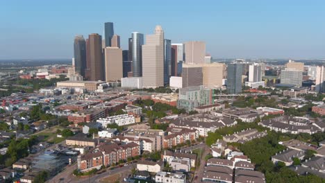 aerial of downtown houston and surrounding area