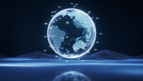 digital earth sphere with blue technology structure, 3d rendering.