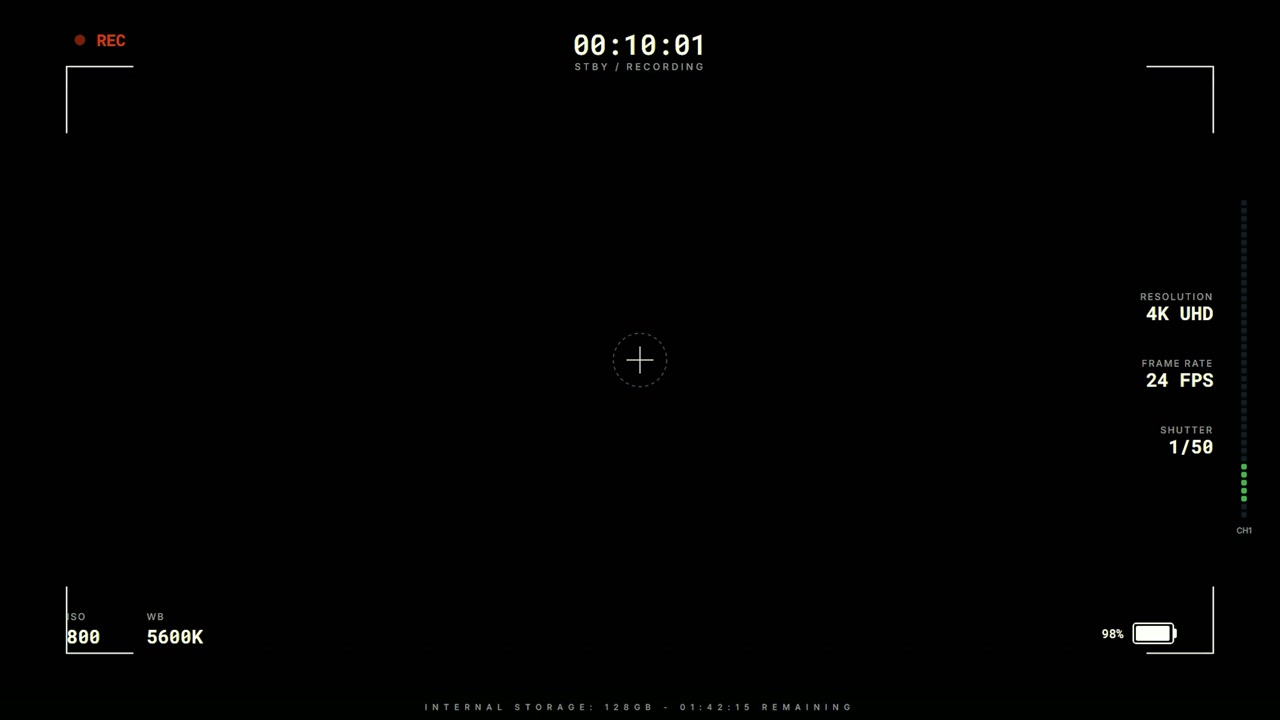 Digital Camera Recording Interface Overlay with Black Background