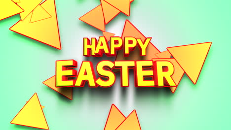 Happy-Easter-cartoon-text-with-triangles-pattern-on-blue-texture