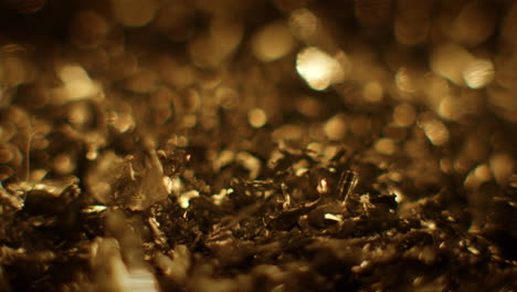 golden color metal fillings in macro