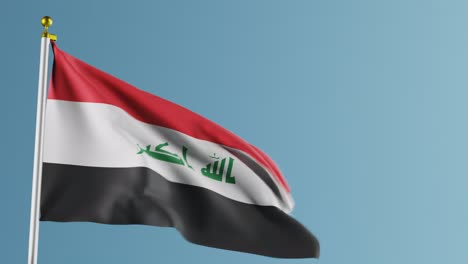 Wehende-Irakische-Flagge-Vor-Blauem-Hintergrund