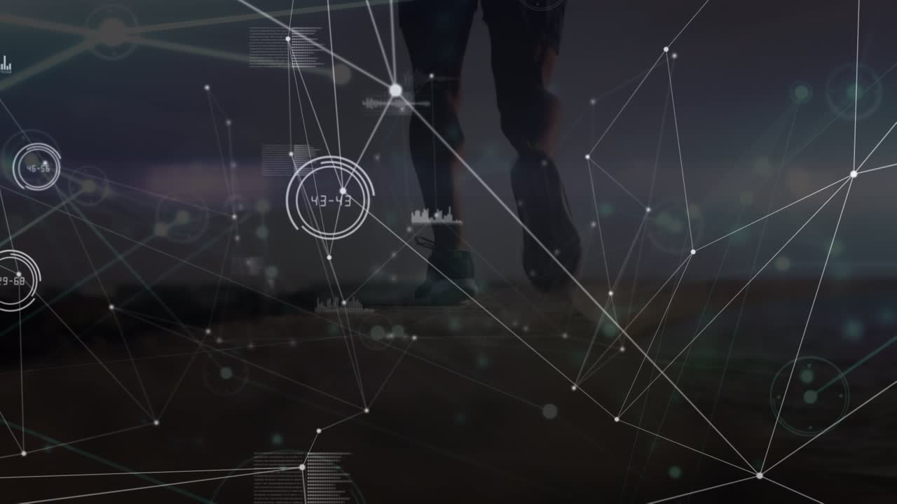 Animation of network of connections over man running