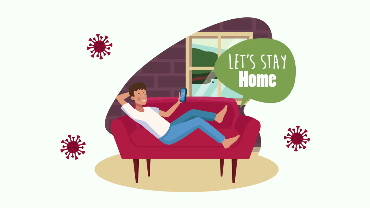 소파에서 tv를 보는 남자와 함께 집에서 캠페인을