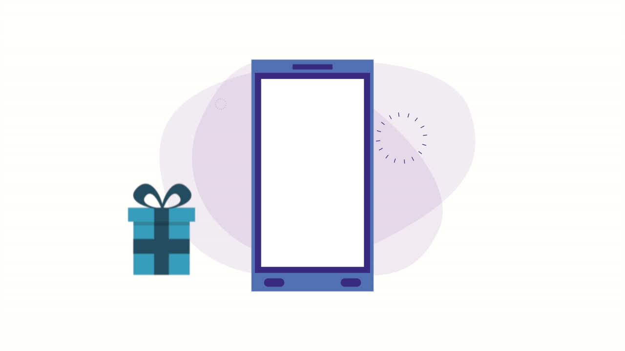 전자상거래 애플리케이션과 선물이 있는 스마트폰