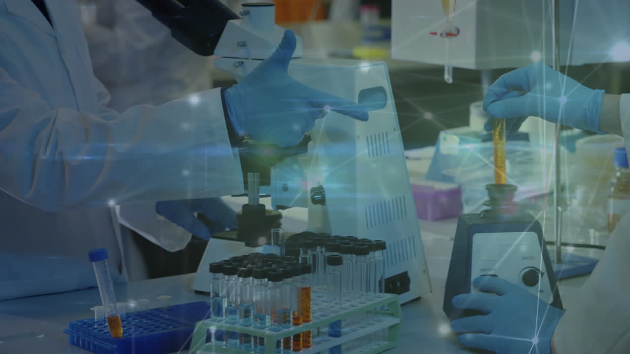 animación de la red de conexiones entre diversos científicos en el laboratorio