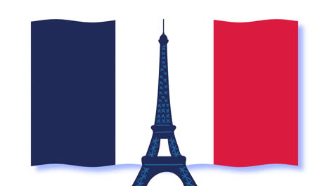 france flag and eiffel tower