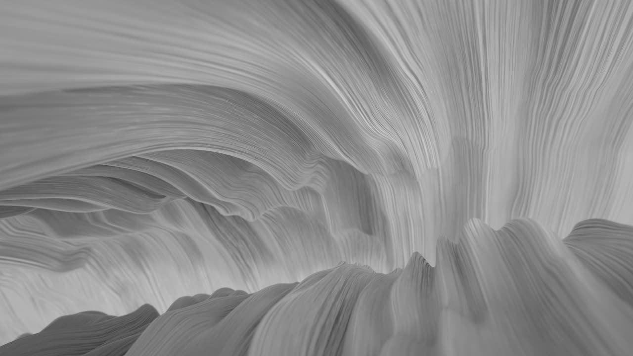 Valkoinen orgaaninen aaltomainen muoto 3D-renderöitynä, saumaton silmukka-animaatio