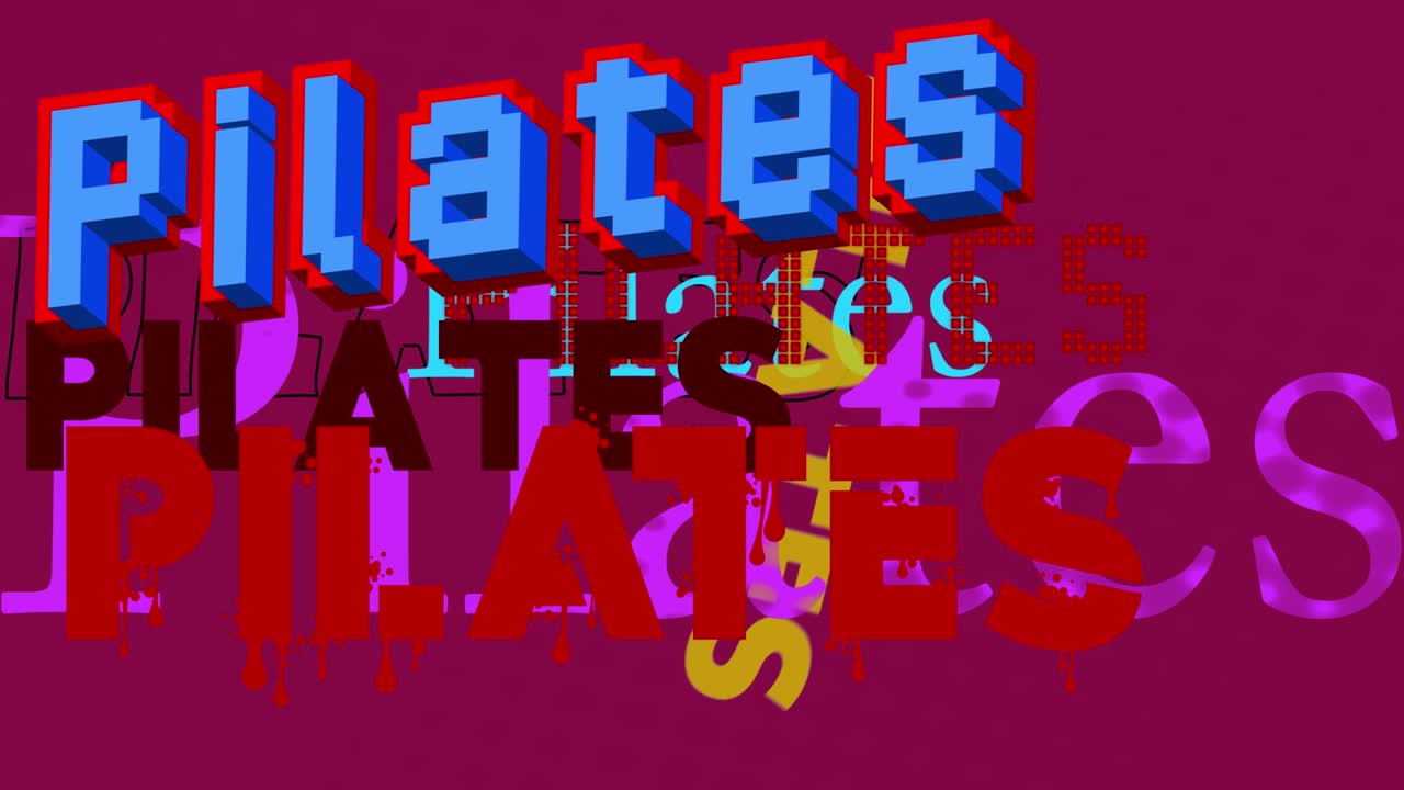 Animated fun, abstract Pilates word cloud.