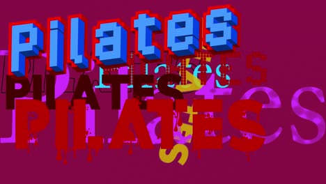 animated fun, abstract pilates word cloud.