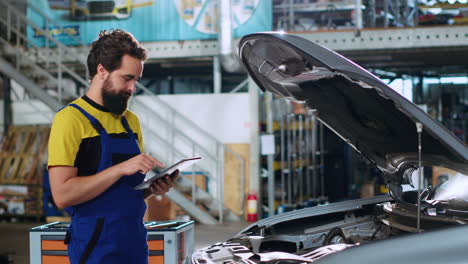 mechanic doing car annual checkup