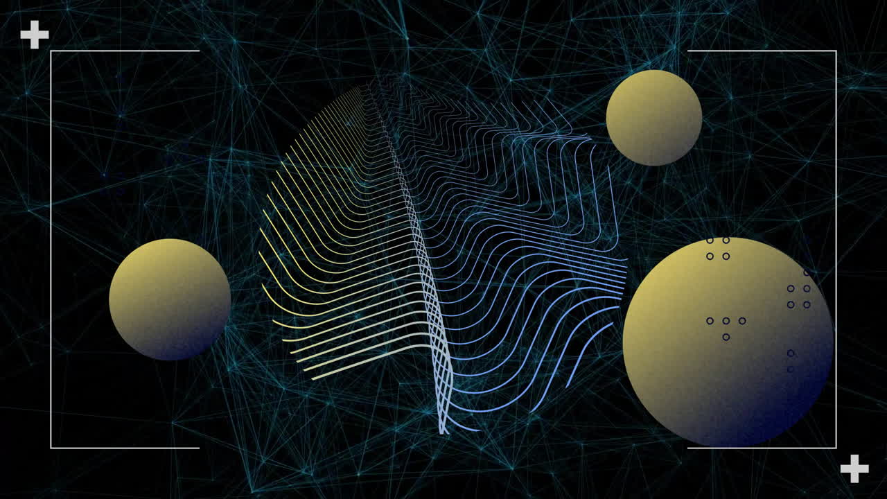 Animation of abstract geometric shapes and lines creating dynamic pattern