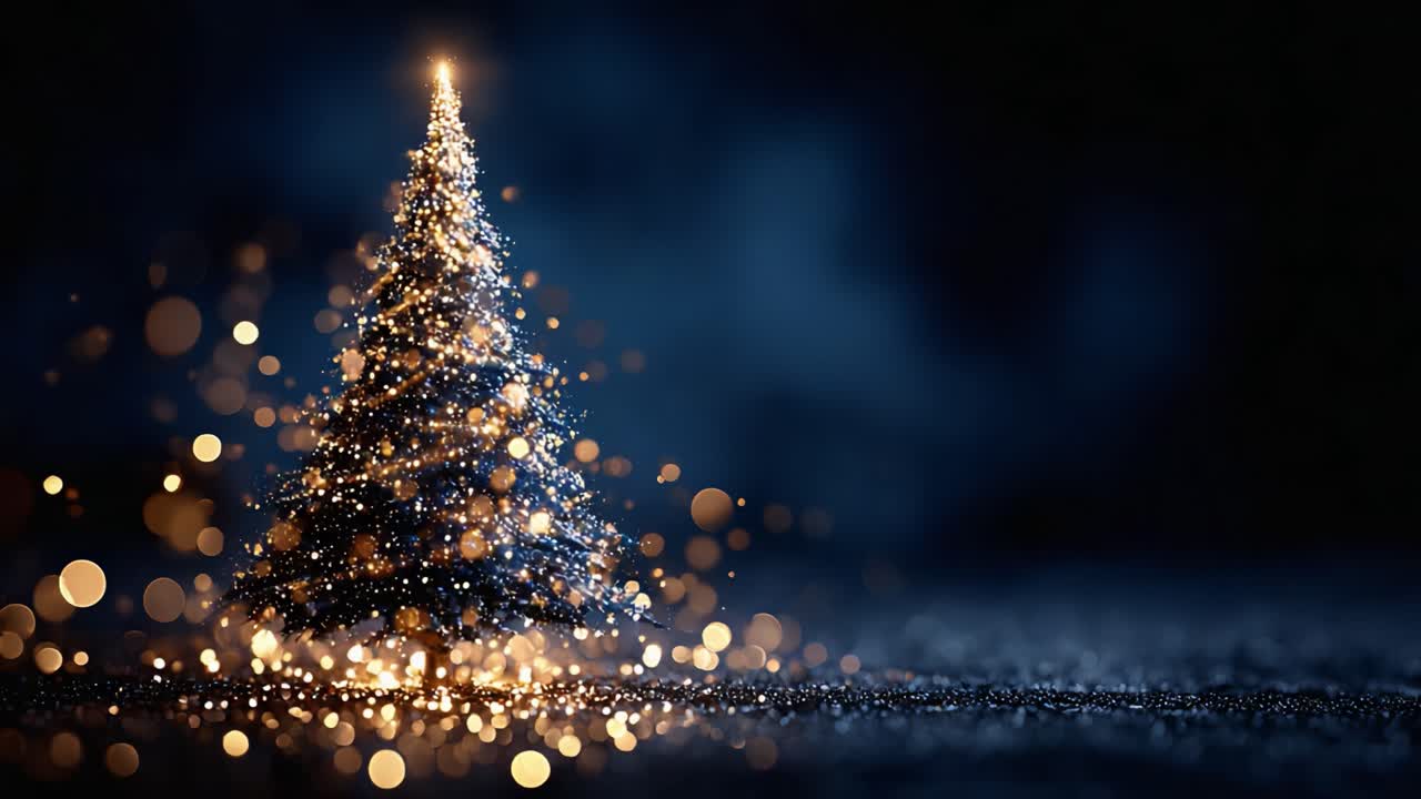 Una splendida immagine di un albero di Natale illuminato da luci scintillanti e decorazioni sfavillanti, che crea un'atmosfera perfetta per le celebrazioni delle feste