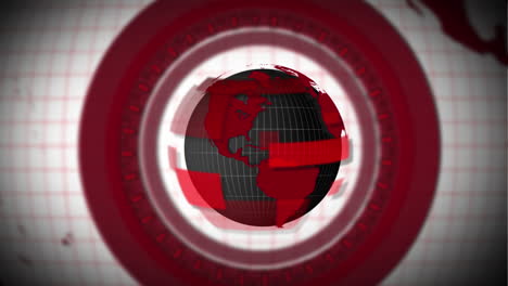 red globe earth spinning with circles around