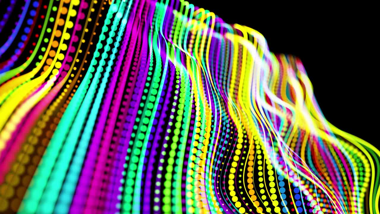 fondo abstracto brillo líneas multicolores forman superficie. hermosas líneas curvas como hermoso fondo creativo en bucle en 4k