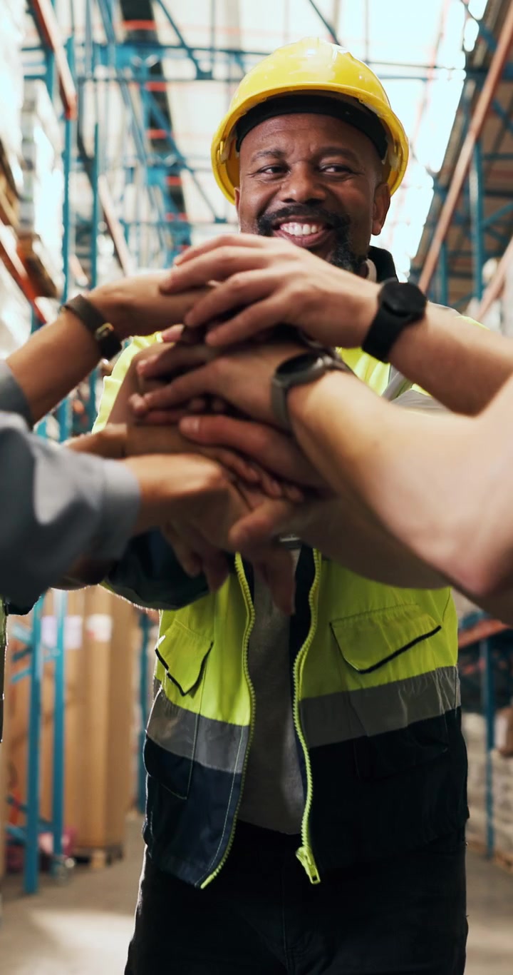 Warehouse Team Putting Hands Together in Unity