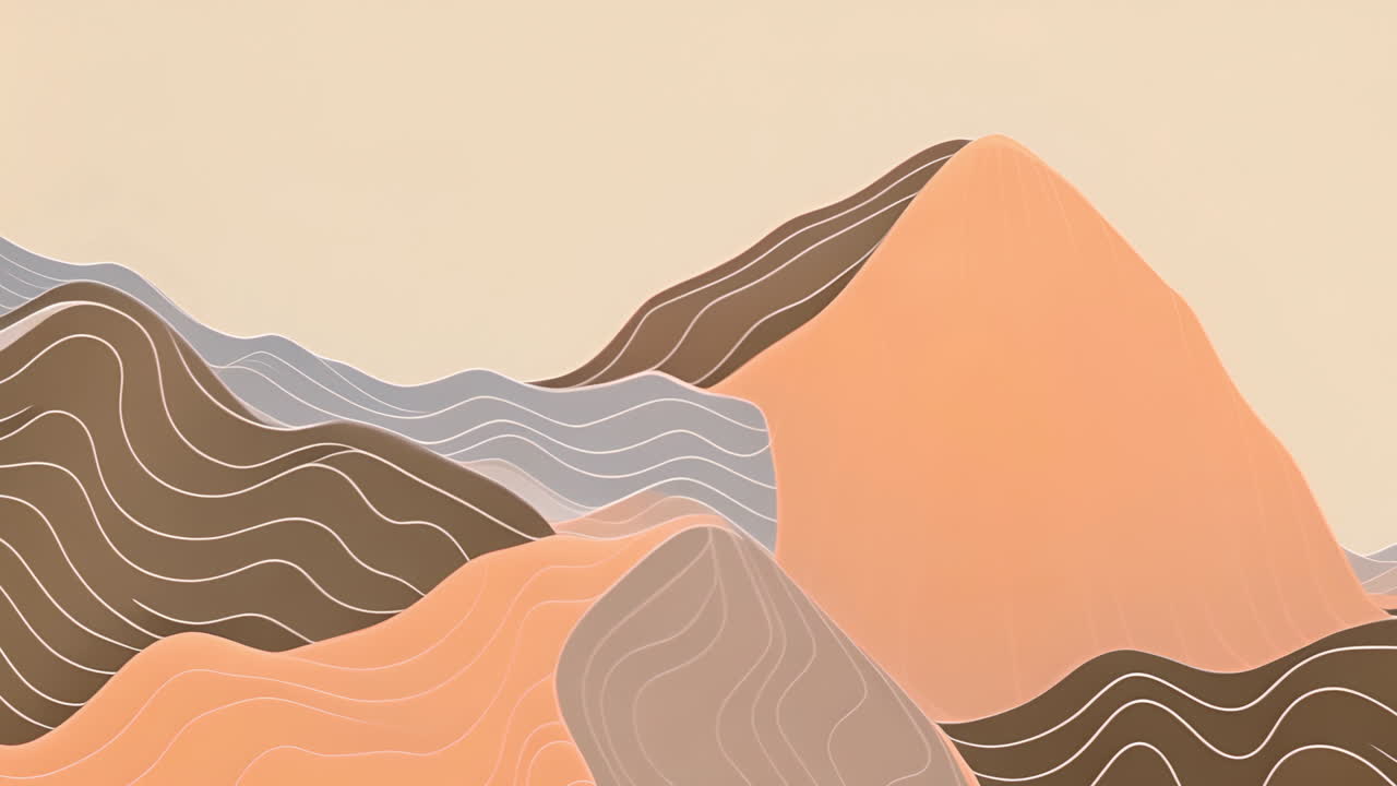 Abstract mountain landscape with flowing lines animation in earthy tones