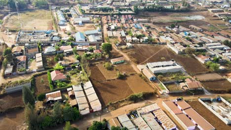 aerial drone view of rural kenya settlement