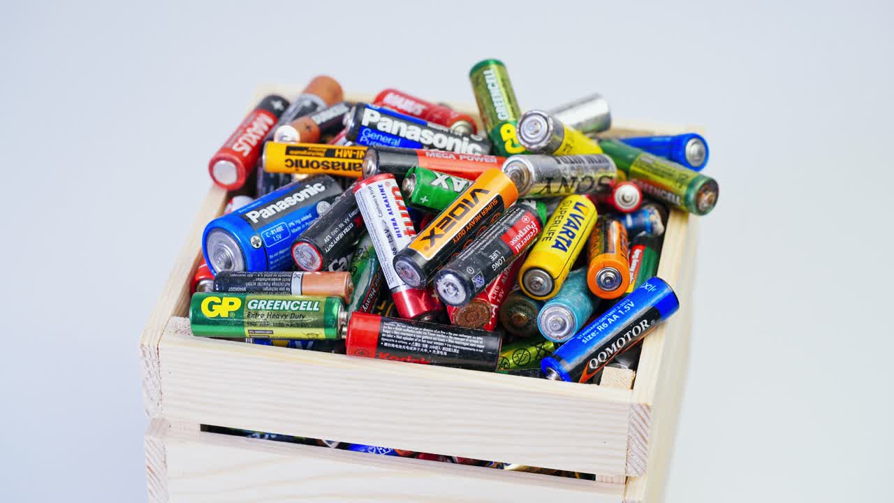 Old Alkaline Batteries. Hazardous waste concept