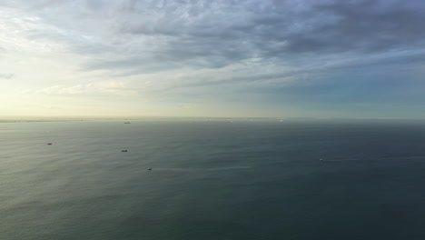 Super-tanker-boats-in-South-African-shore-ocean-Port-Elizabeth-aerial-shot