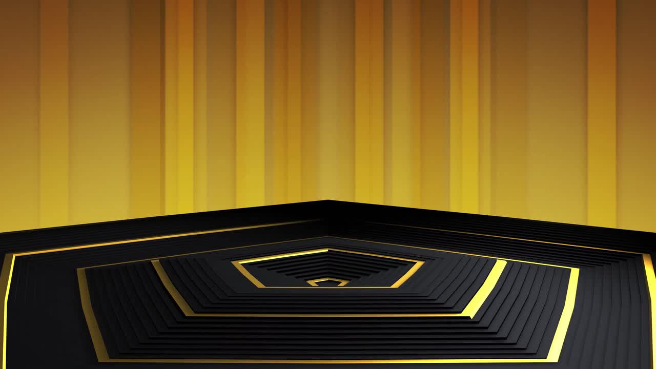 animación de formas doradas y negras ondeando en un bucle sin costuras sobre un fondo de líneas amarillas