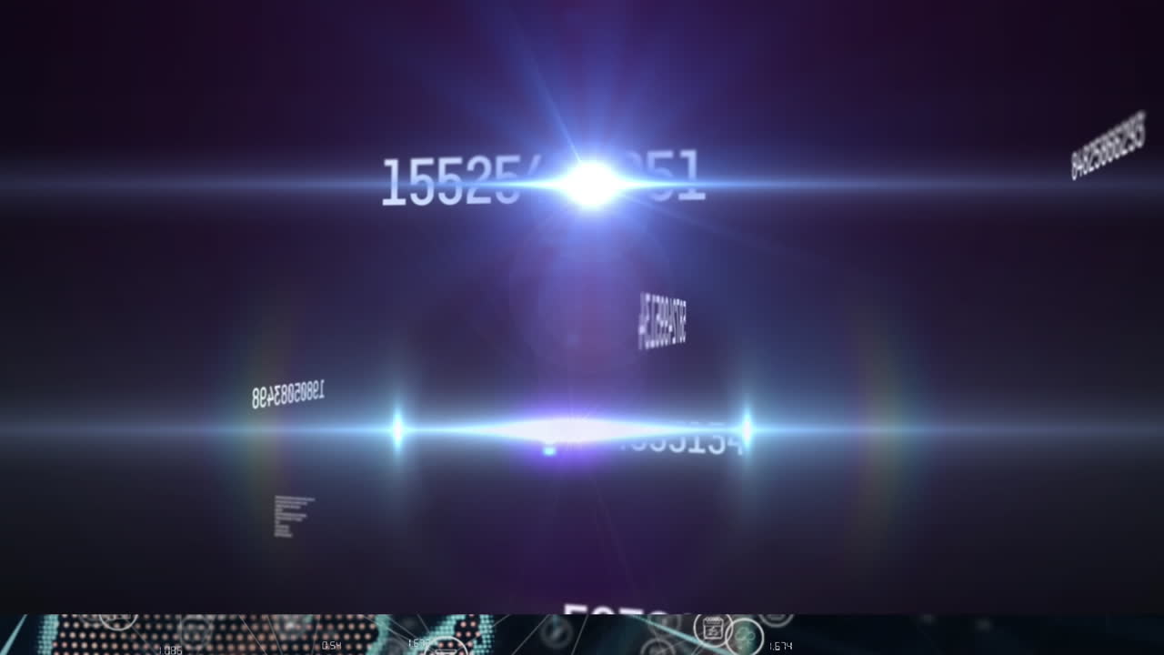 animación de números que cambian sobre una luz brillante sobre un fondo púrpura