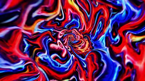 bright red, blue, and purple hues intertwine and swirl, forming a mesmerizing vortex that draws the viewer into a world of visual chaos and abstract beauty, evoking a sense of energy and movement