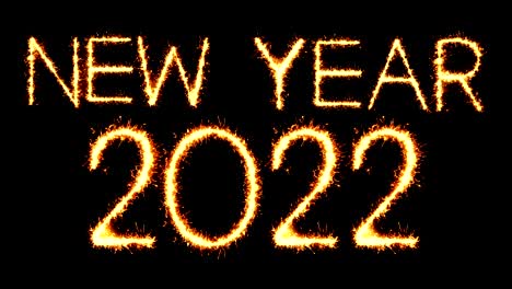 new year 2022 text sparkler glitter sparks firework loop animation