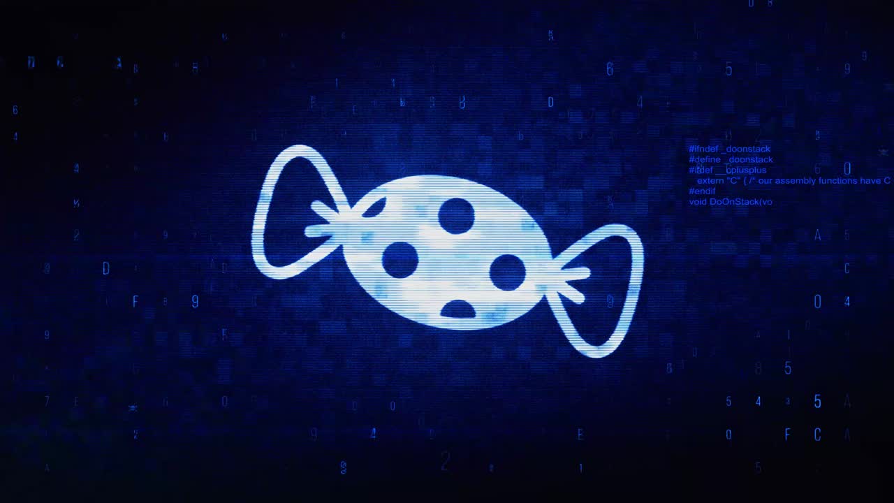 Candy symbol abstract digital pixel noise glitch error video damage signal loop 4k animation