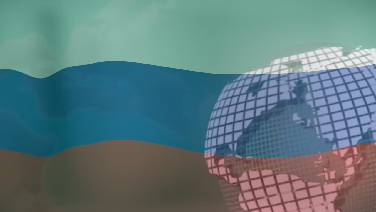 러시아의  ⁇ 발 위에 있는 지구의 애니메이션