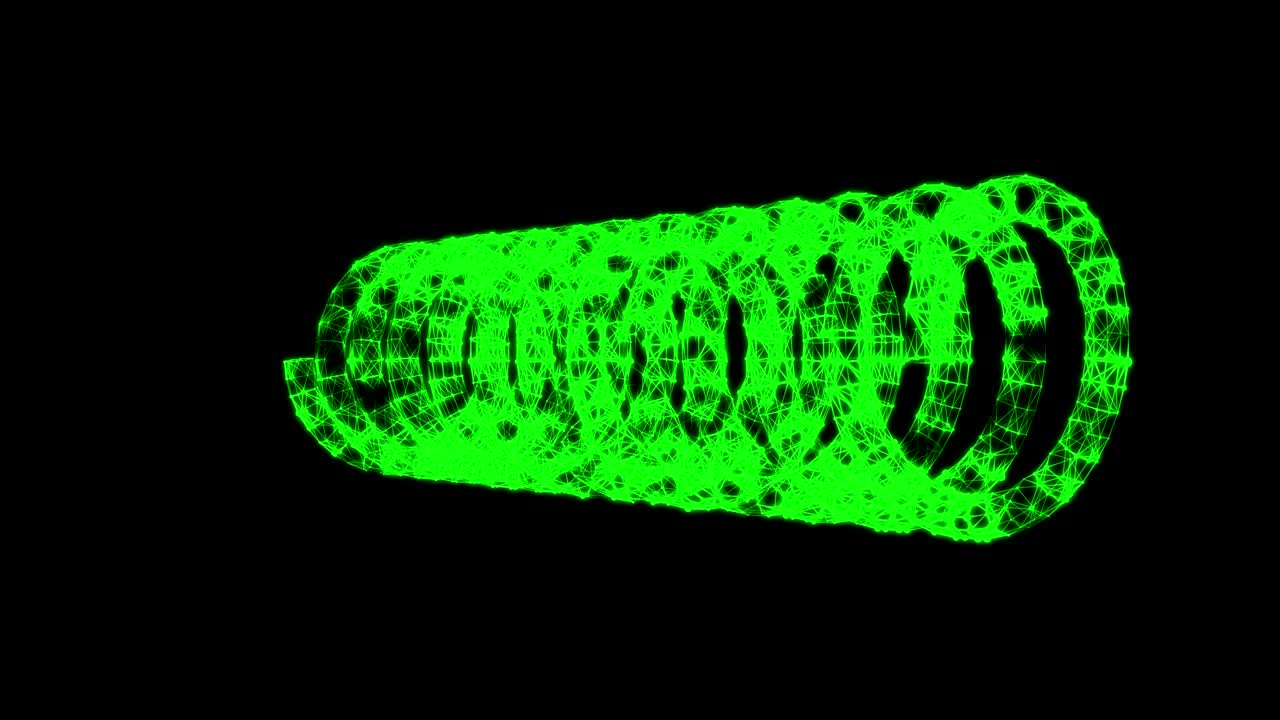 와이어 프레임 낮은 폴리 메쉬 긴장 헬릭스 스프링 연결 구조 사이버 공간 그리드 과학 및 기술