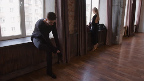 dancers preparing in a dance studio