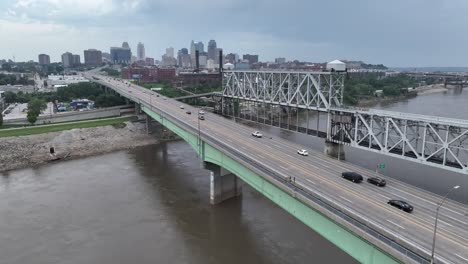 kansas city on a cloudy day as seen from the missouri river