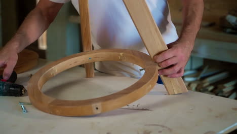 assembling a wooden table