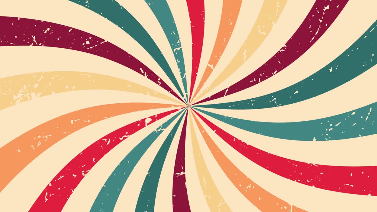 중앙에 곡선, 광선 또는 줄무가 있는 레트로 배경, 회전, 나선형 줄무, 선버스트 또는 선버스트 레트로 배경을, 색과 빨간색, 고품질의 4k 영상