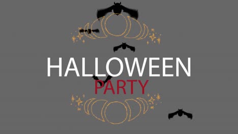 Animation-of-halloween-party-text-over-bats