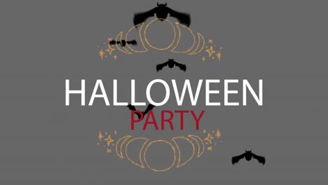 animation of halloween party text over bats