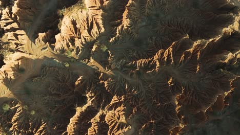 Paisaje-Del-Desierto-De-Tatacoa,-Impresionante-Vista-Aérea-De-Arriba-Hacia-Abajo