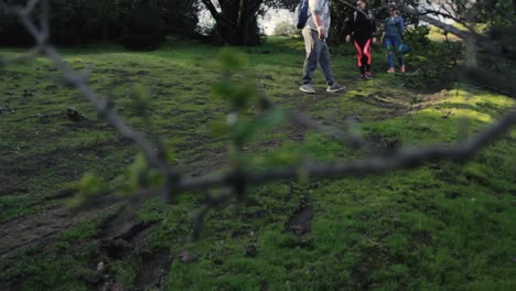 Gente-Caminando-Por-Un-Sendero-En-Las-Colinas-Llenas-De-Naturaleza