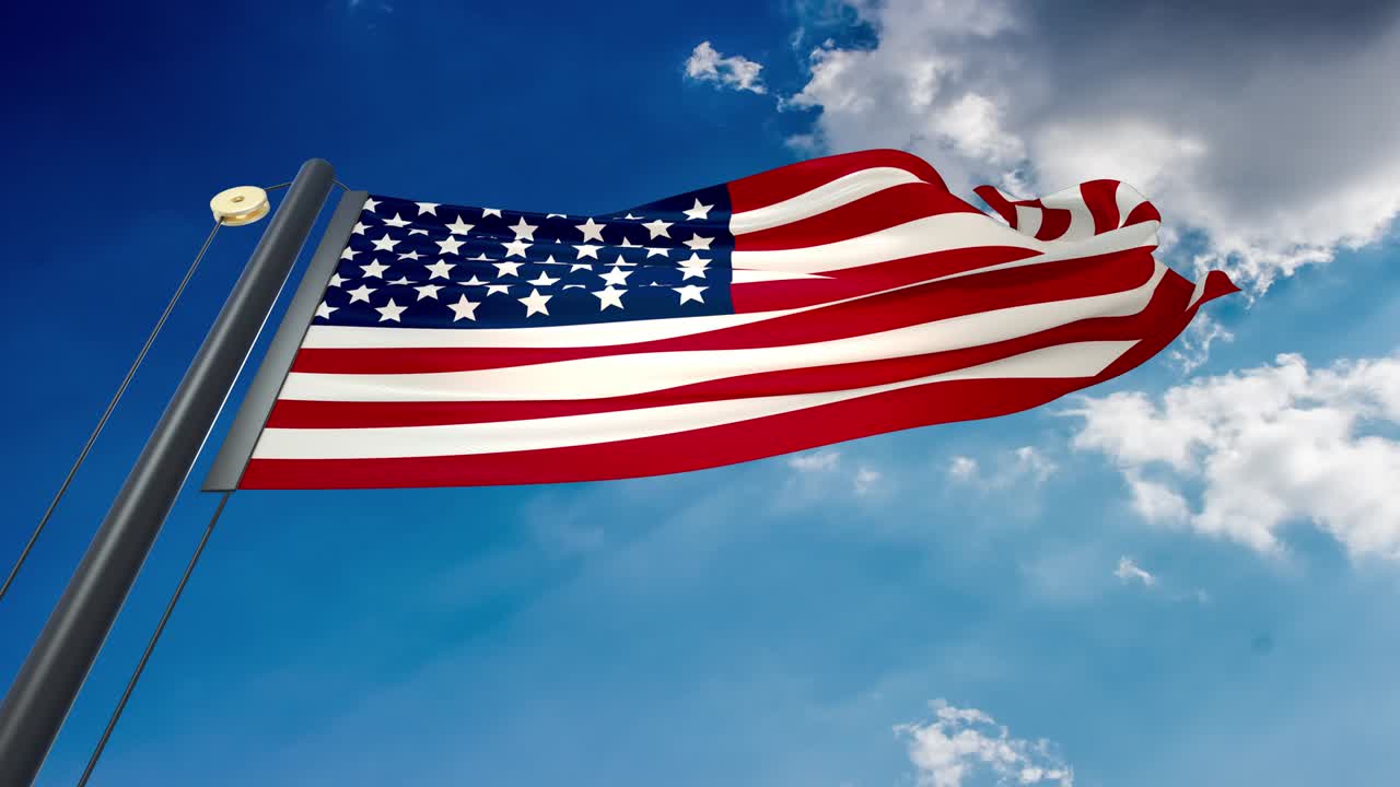 ondeando la bandera de los Estados Unidos