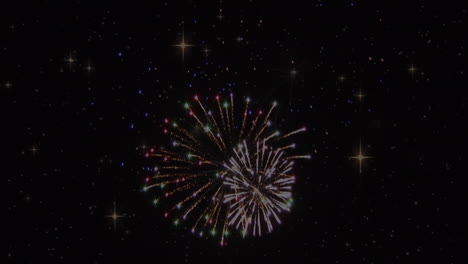 animation of fireworks and stars on black background